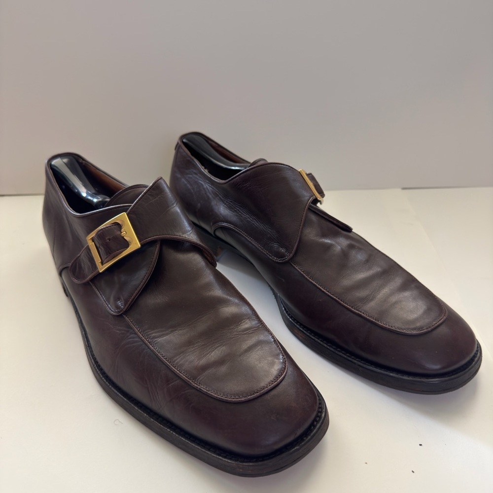 Bally Dark Brown Leather Single Buckle Monk Loafers - Picture 2 of 7
